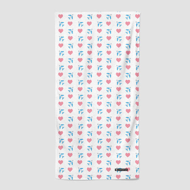 Emoji Heart Plane - Beach Towel - Airportag