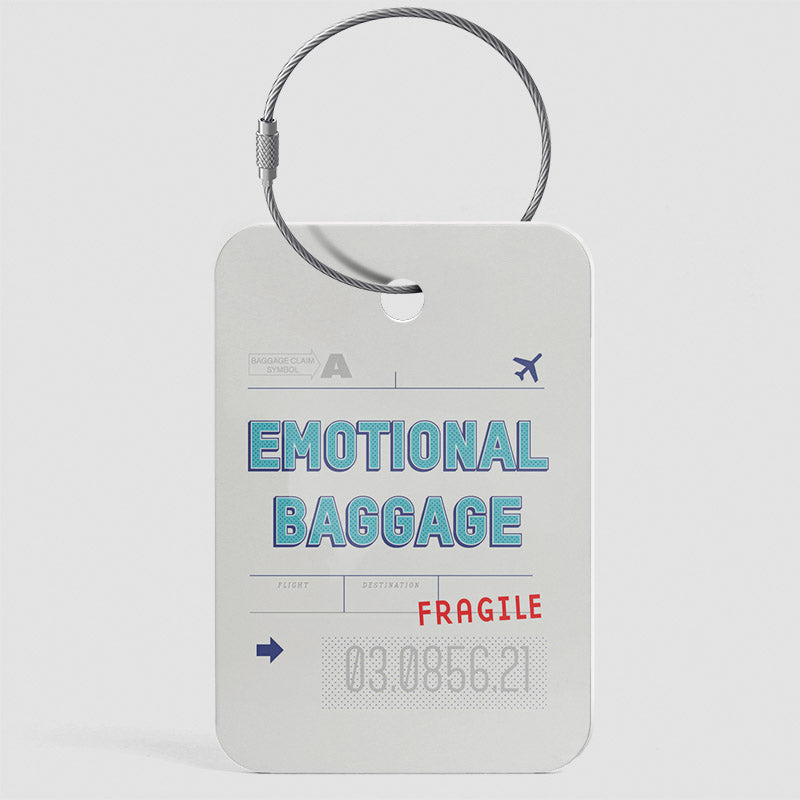 Warning, emotional baggage. luggage tag