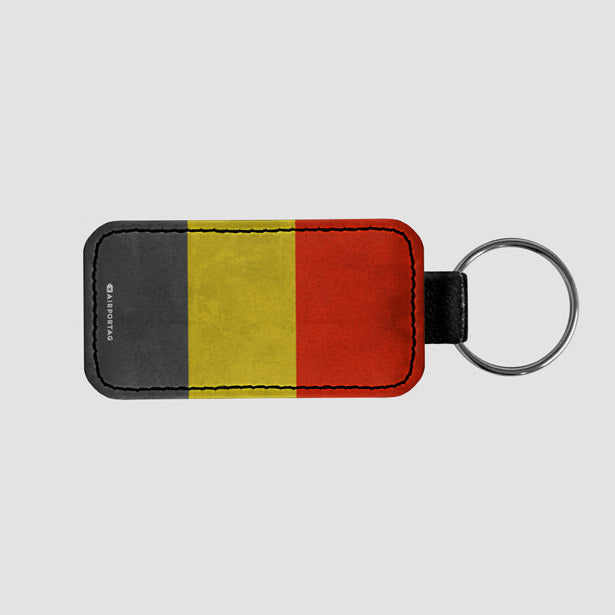 Belgian Flag - Leather Keychain - Airportag