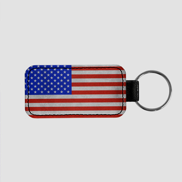 USA Flag - Leather Keychain - Airportag