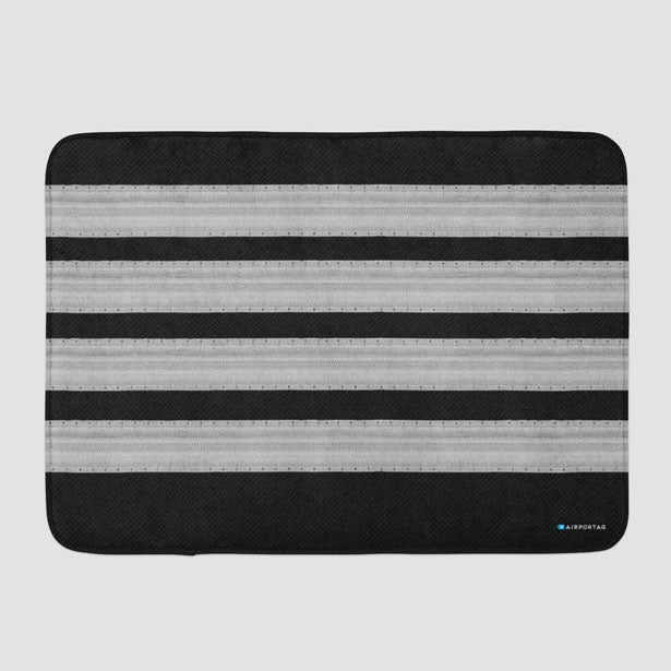 Black Pilot Stripes - Bath Mat - Airportag