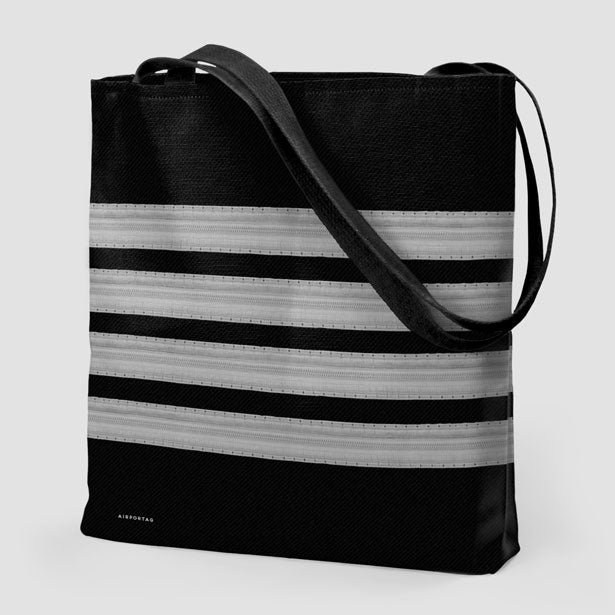 Black Pilot Stripes - Tote Bag - Airportag