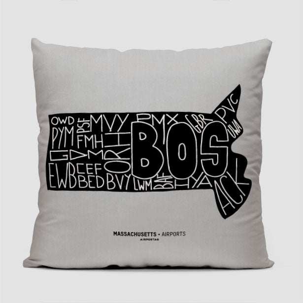 Massachusetts - Throw Pillow - Airportag