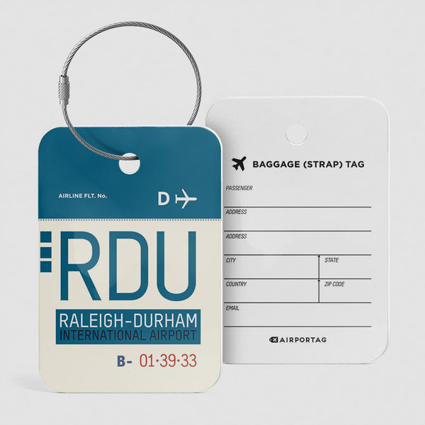 Airport Code Luggage Tag IATA code RDU baggage tag