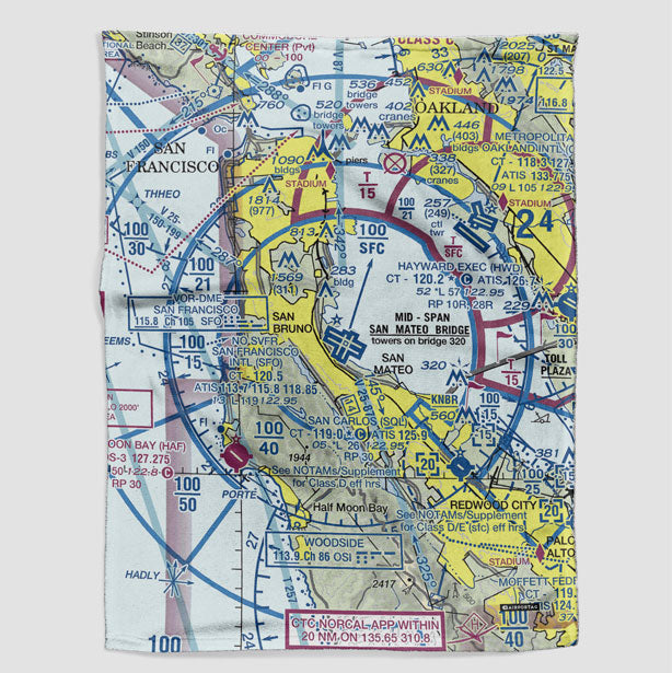 SFO Sectional - Blanket - Airportag