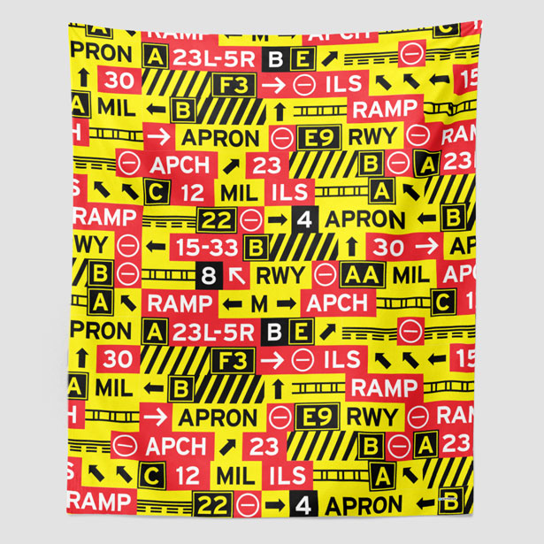 Runway Signs - Wall Tapestry - Airportag
