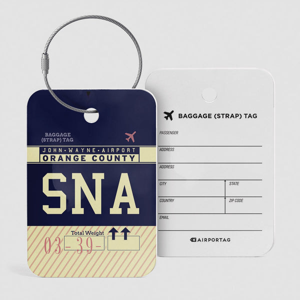 Airport Code Luggage Tag IATA code SNA baggage tag