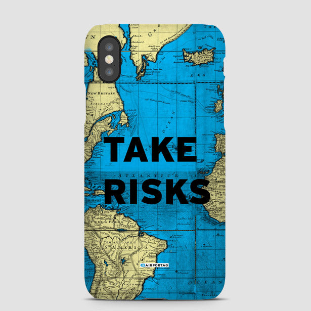 Take Risks - World Map - Phone Case - Airportag
