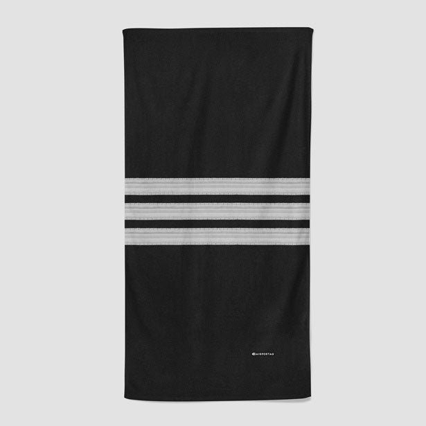 Black Pilot Stripes - Beach Towel - Airportag