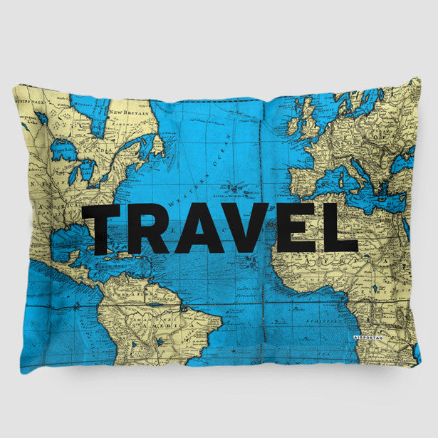 Travel - World Map - Pillow Sham - Airportag
