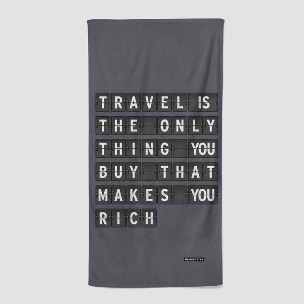 Travel is - Flight Board - Beach Towel - Airportag