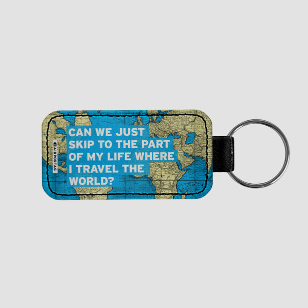 Can We Just - World Map - Leather Keychain - Airportag