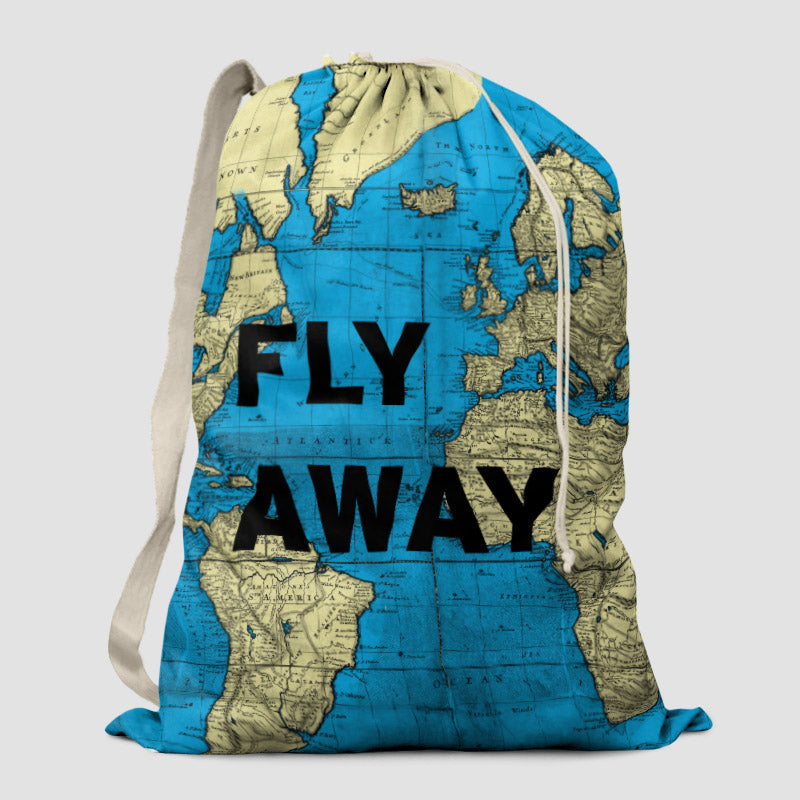 Fly Away World Map Laundry Bag