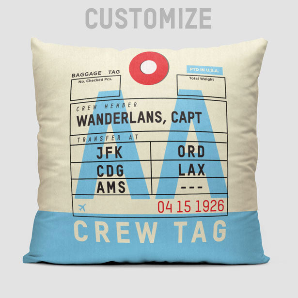 AA Crew Tag - Throw Pillow - Airportag