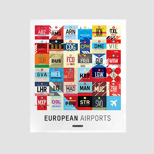 European Airports - Poster airportag.myshopify.com