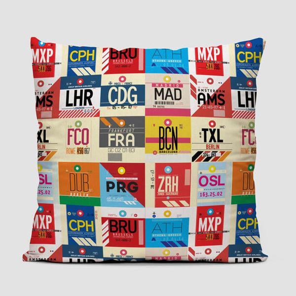 European + US + Worldwide Airports - Throw Pillow Set - Airportag