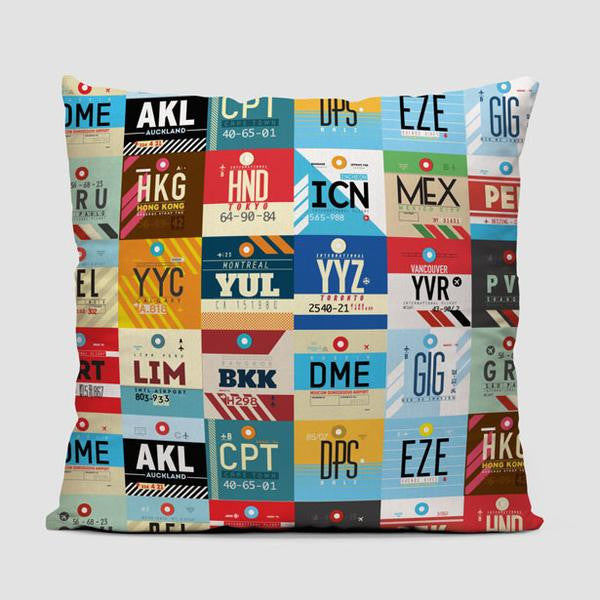 European + US + Worldwide Airports - Throw Pillow Set - Airportag