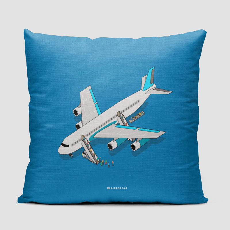 Boarding Plane Isometric Throw Pillow