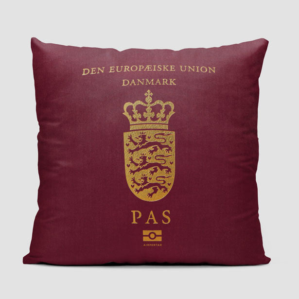 Denmark - Passport Throw Pillow - Airportag