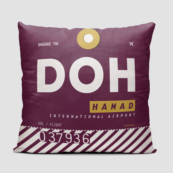 Airport Code Throw Pillow DOH Hamad Airport Qatar