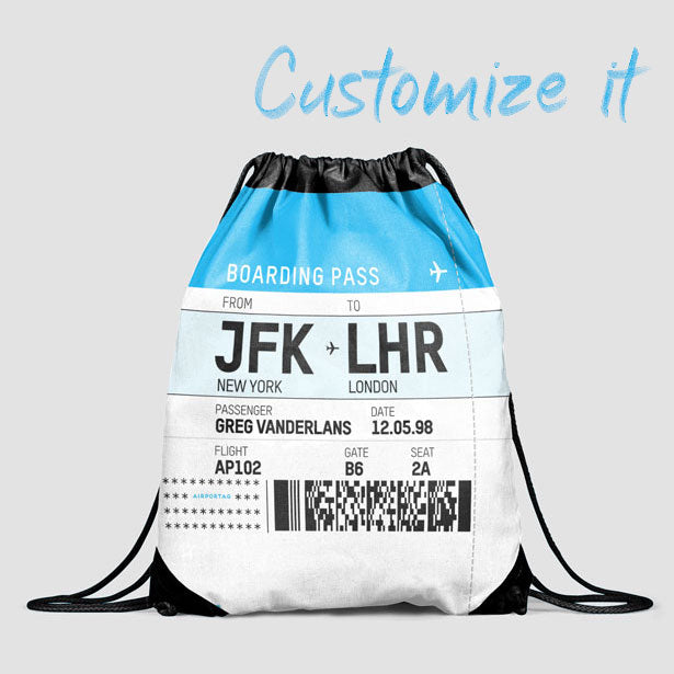 Boarding Pass - Drawstring Bag - Airportag