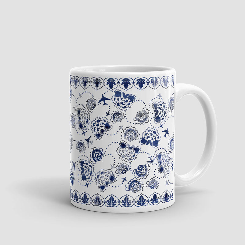 Flower Planes Blue-and-White - Mug