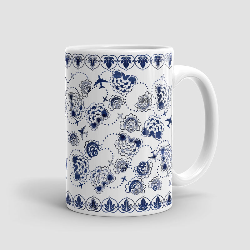 Flower Planes Blue-and-White - Mug