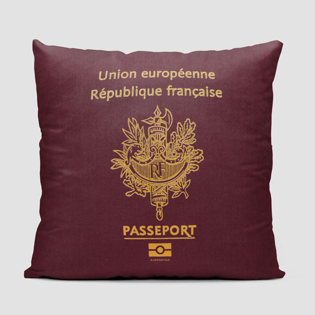 France - Passport Throw Pillow - Airportag