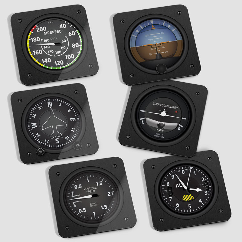 Airplane Instrument - 6 Coasters Set