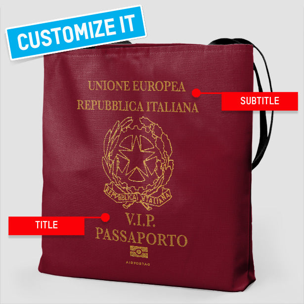 Italy - Passport Tote Bag