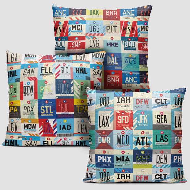 USA Airports - Throw Pillow Set - Airportag