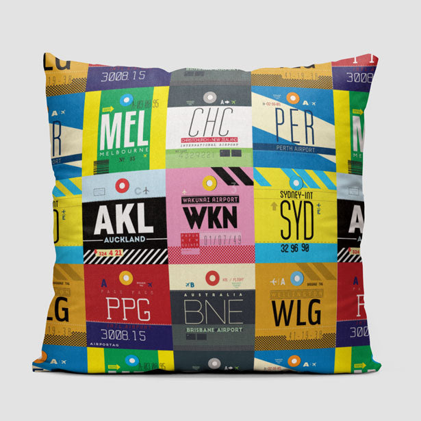 Oceania Airports - Throw Pillow - Airportag