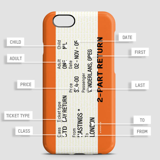 Train Ticket - UK - Phone Case - Airportag