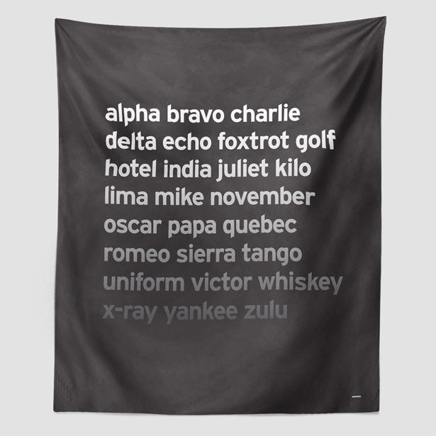 NATO Phonetic Alphabet - Wall Tapestry airportag.myshopify.com