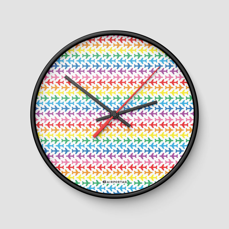 Planes Rainbow - Wall Clock