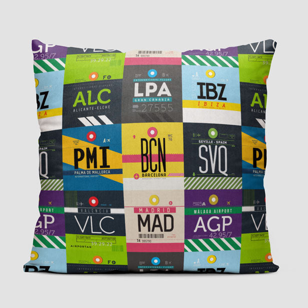 Spanish Airports - Throw Pillow - Airportag
