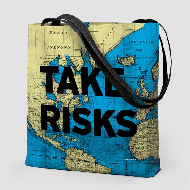 Take Risks - World Map - Tote Bag - Airportag