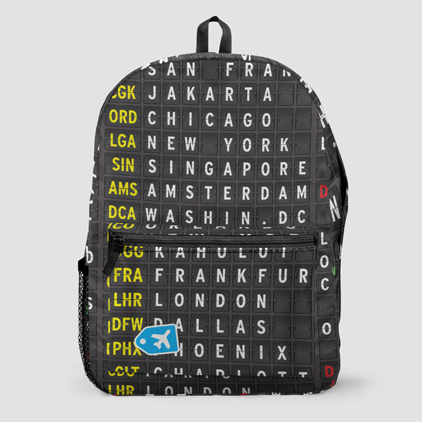 Worldwide Airports - Flightboard - Backpack airportag.myshopify.com