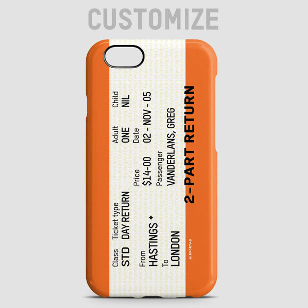 Train Ticket - UK - Phone Case - Airportag