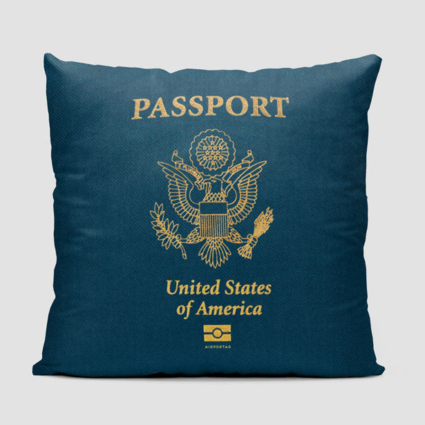 United States - Passport Throw Pillow - Airportag