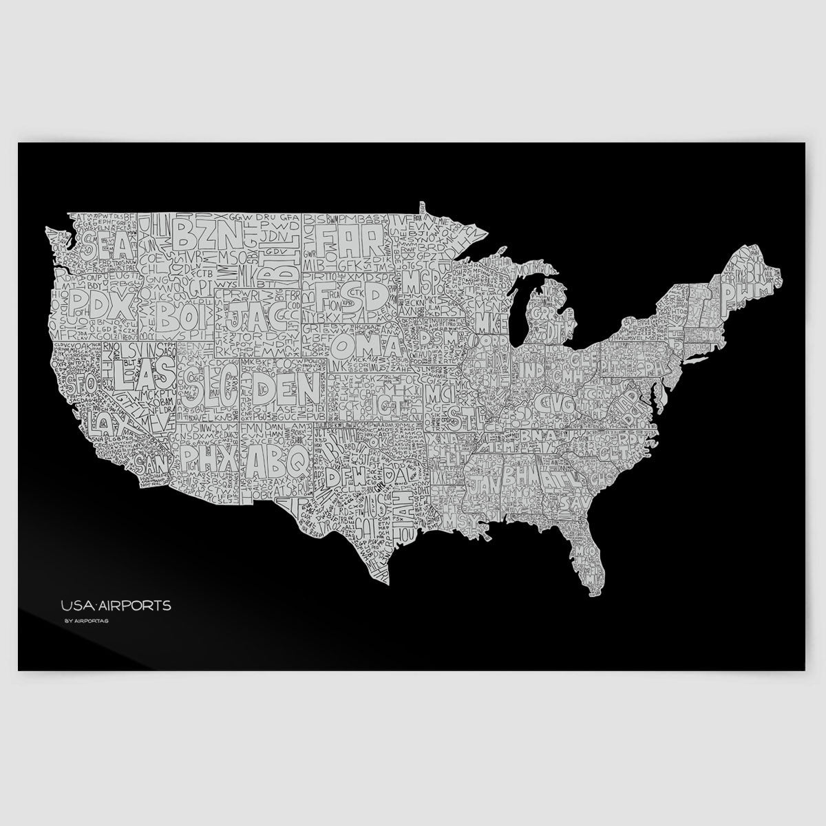 USA Airports Map - Poster - Airportag