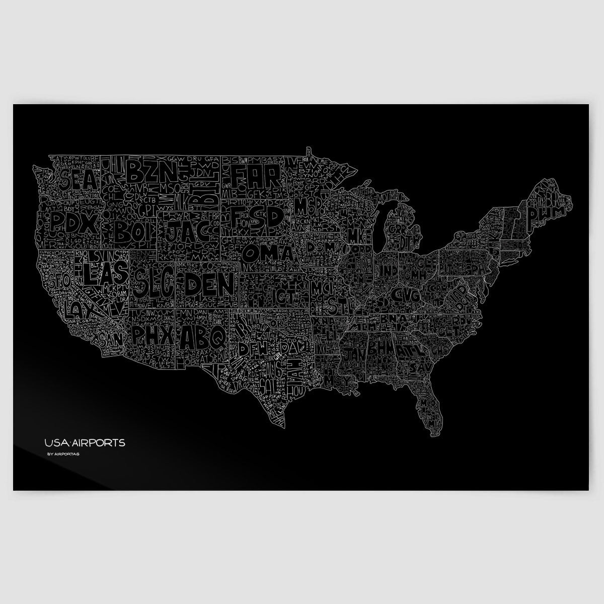 USA Airports Map - Poster - Airportag