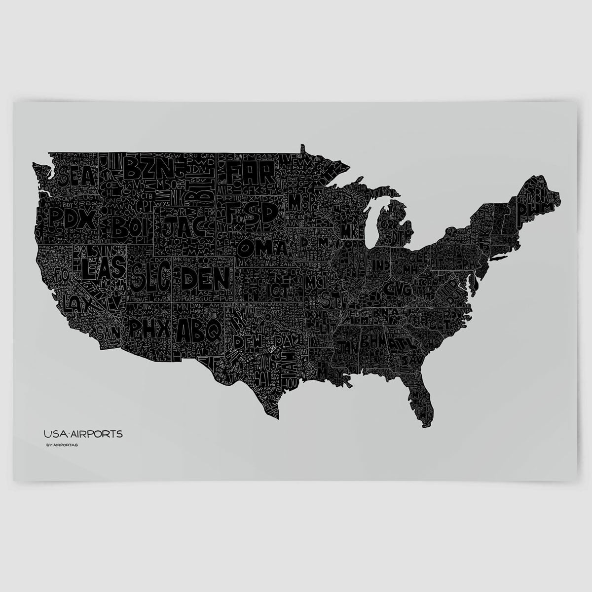 USA Airports Map - Poster - Airportag