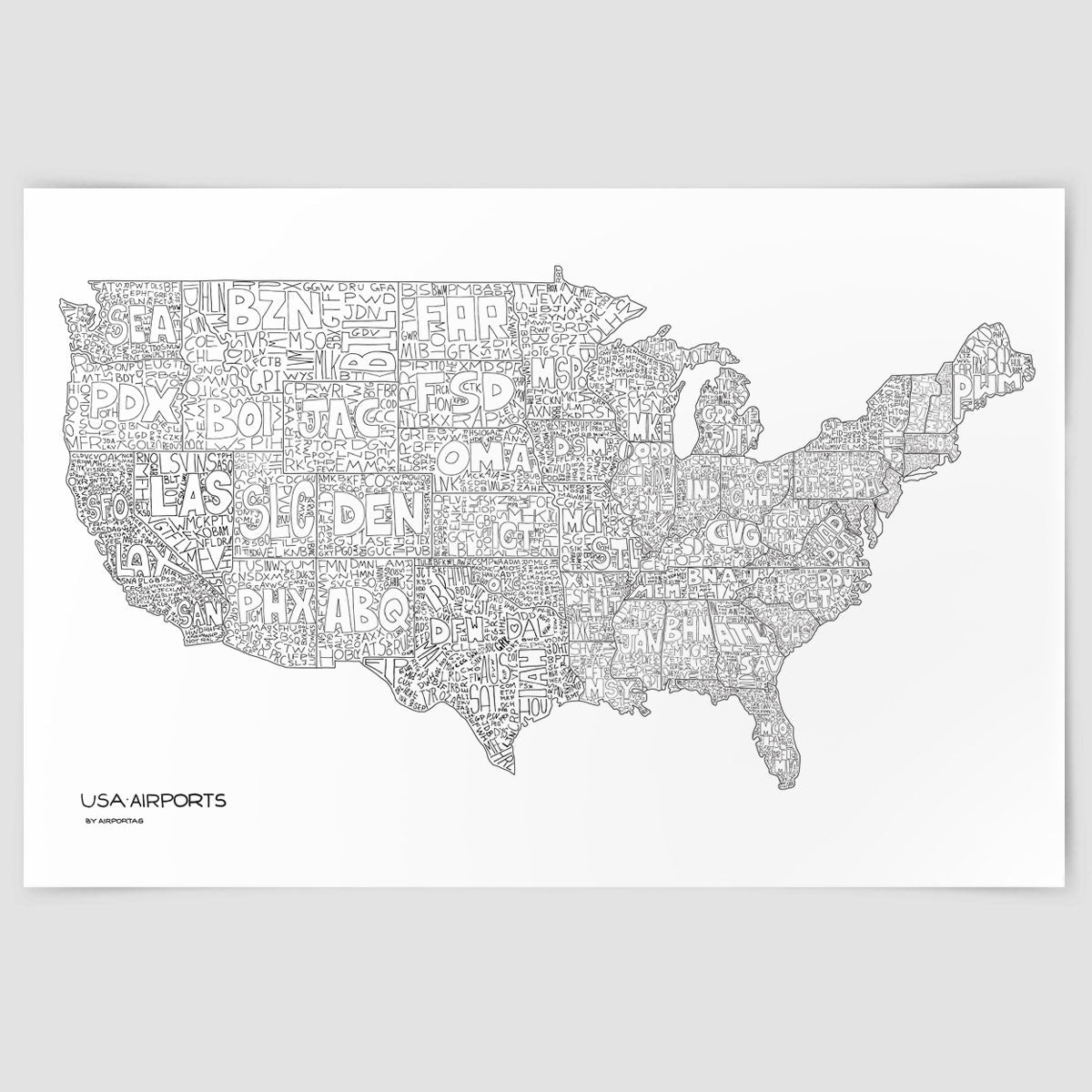 USA Airports Map - Poster - Airportag