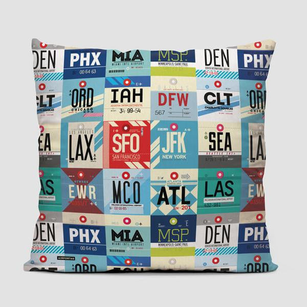 European + US + Worldwide Airports - Throw Pillow Set - Airportag