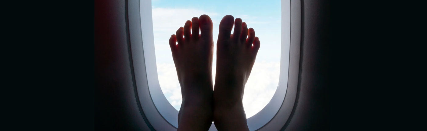 This is why you should never remove your shoes while flying.