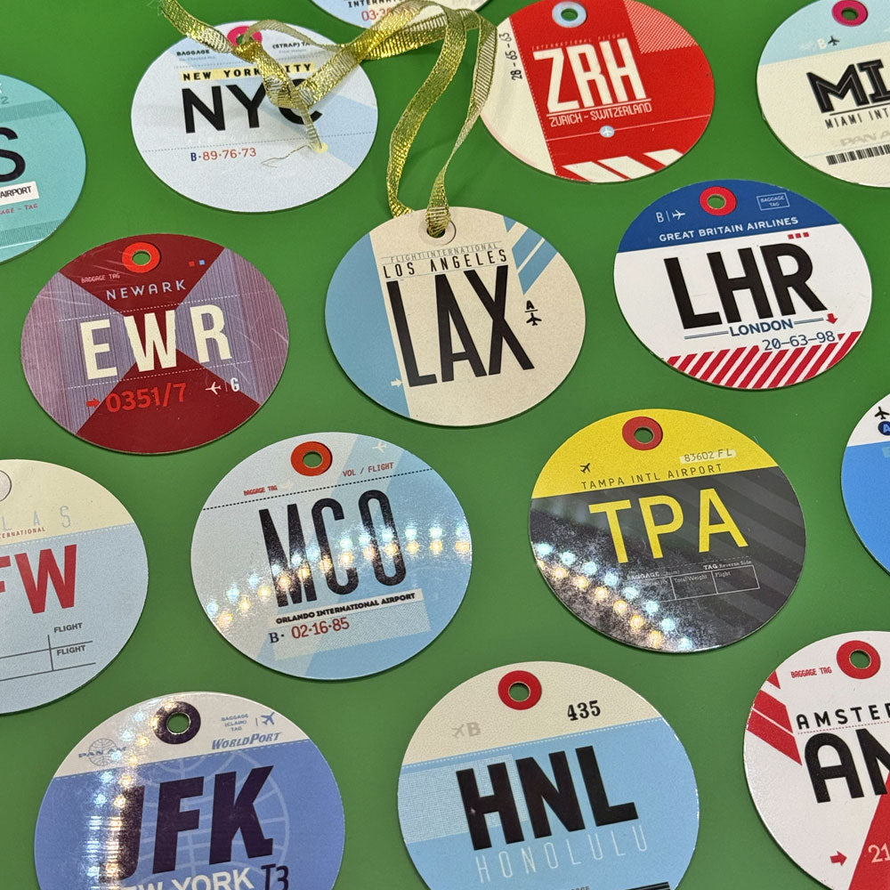 IATA Code Christmas Ornaments