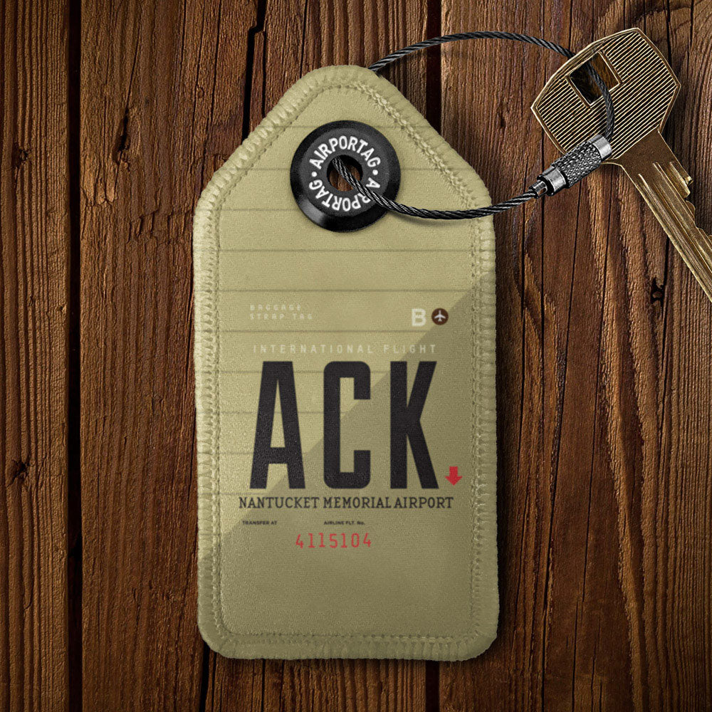 ACK - Nantucket Memorial Airport - Massachusetts, US - Leather Keychain
