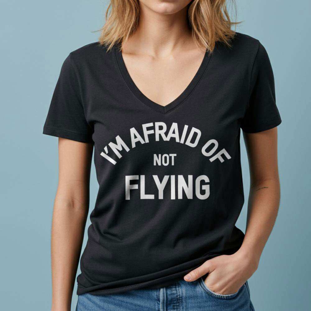 Afraid Flying - Women's V-Neck T-Shirt