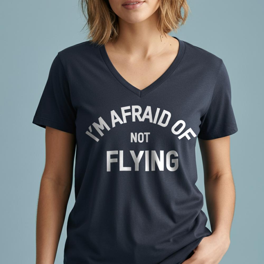 Afraid Flying - Women's V-Neck T-Shirt